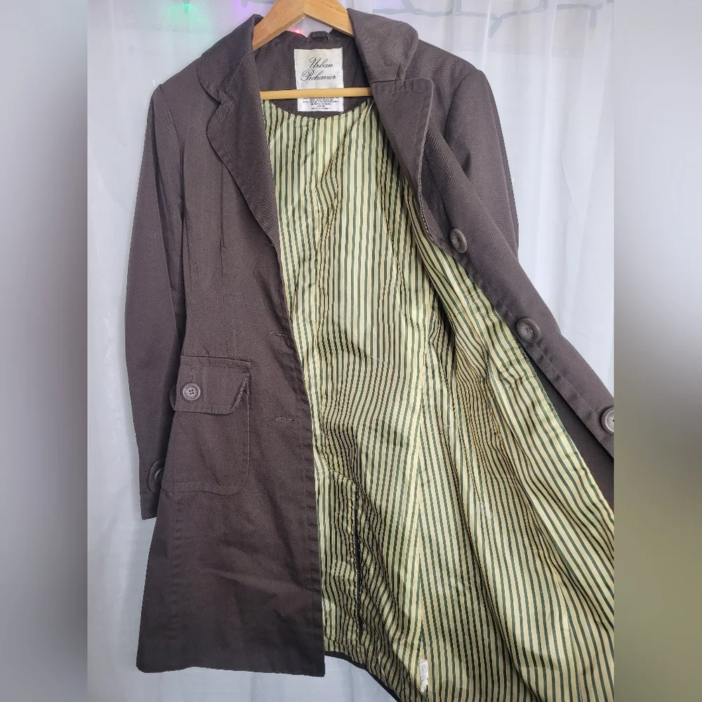 Urban Behavior Trench Coat Lightweight vintage Jacket womens large Brown